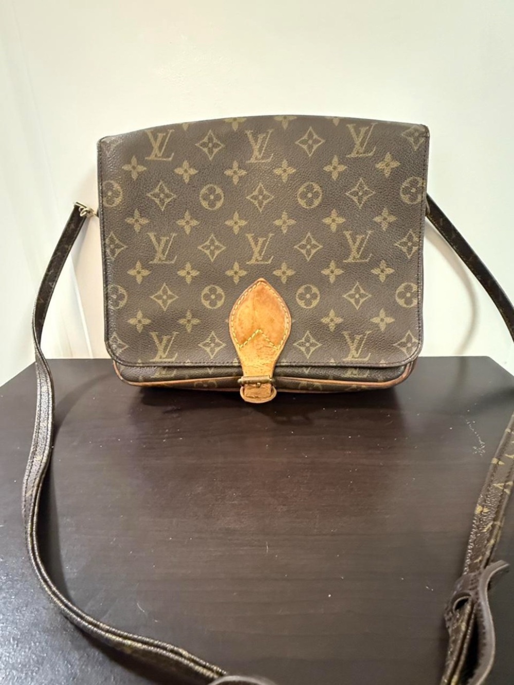 Louis Vuitton Vintage Monogram MM Flap Bag with Tan Leather Accents